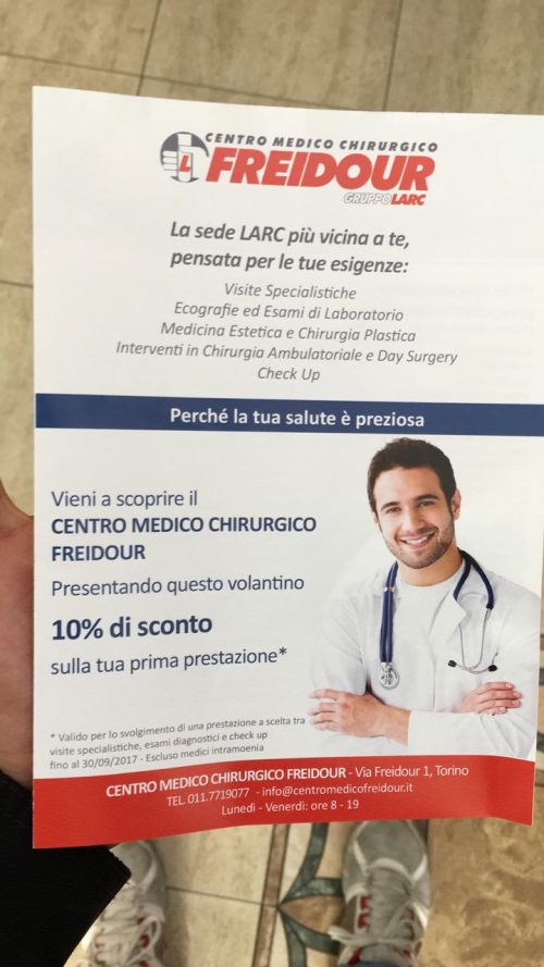 Volantinaggio a Torino per Centro Medico Chirurgico Freidour