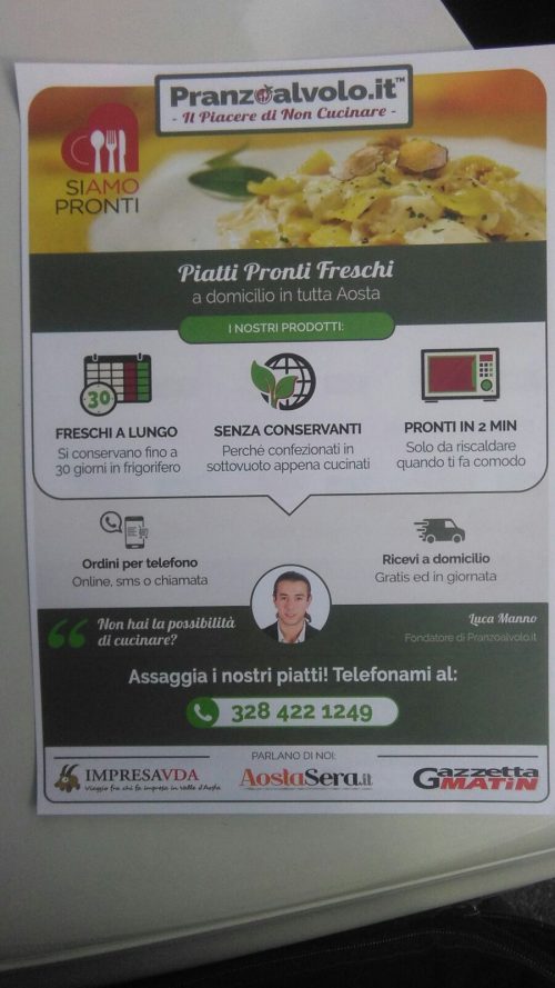 Volantinaggio a Aosta per Pranzoalvolo.it