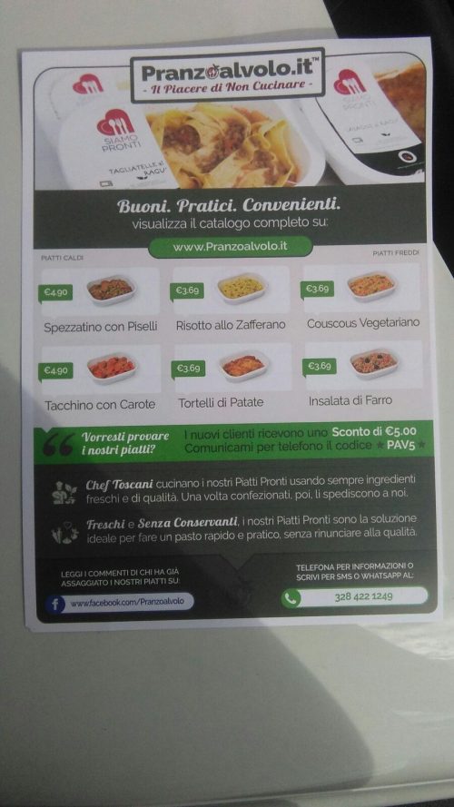 Volantinaggio a Aosta per Pranzoalvolo.it